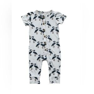 Kate Quinn Size 6-12 Months Blue Heron Pelican Bird Ocean Print Jumpsuit Romper